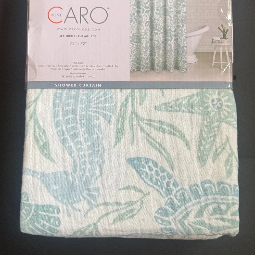 CARO HOME 100% Cotton Sea Turtle Shower Curtain - 72